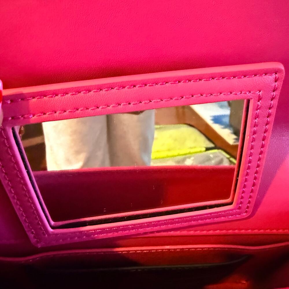 Kurt Geiger Small Shoreditch Pink Velvet Bow Crossbody Bag Purse - Picture 10 of 12